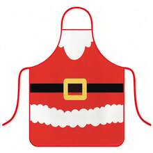 1pc Christmas Santa Claus Elf Apron Cartoon Christmas Costume Print Bib Apron Christmas Party Outfit Kitchen Baking Apron - Multicolor - View 3