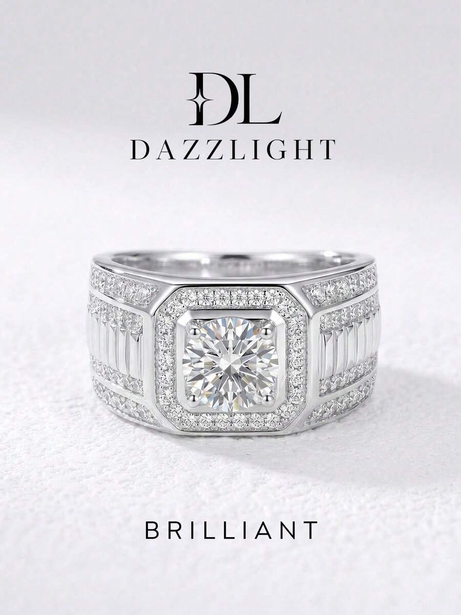 1pc Moissanite Ring, Luxury 1CT Full Diamond Men's Wedding Band, Suitable For Men's Daily Wear And Special Occasions - 1ct Full Diamond Moissanite Ring - View 1