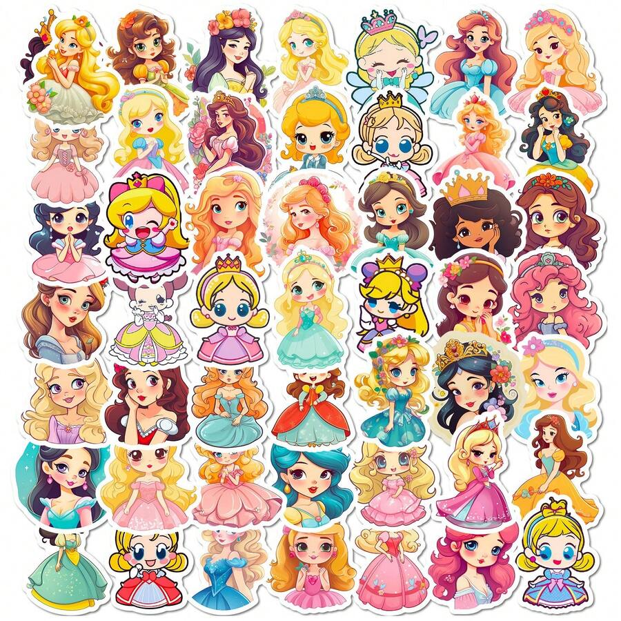 somoving 50pcs Cute Cartoon Little Princess DIY Kids Stickers - Multicolor - View 1