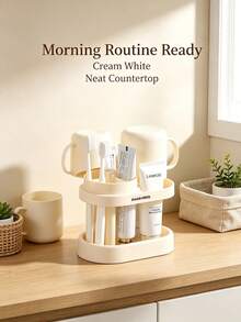 Toothbrush Holder, Bathroom Toothbrush Holder, Countertop Bathroom Storage Rack, Multi-Functional Toothbrush And Toothpaste Storage Rack, Bathroom Accessories, Multi-Functional Toothbrush Holder With Dust Cover, Drain Cup Holder, Household Multi-Functional Toothbrush Holder - Multicolor - View 4