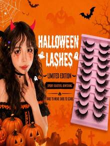 10 Pairs Soft Fluffy 3D Faux Mink Manga False Eyelashes, Exaggerated Thick Invisible Transparent Stem - Halloween Limited Makeup Essential, Reusable, Lightweight Manga Lashes, Suitable For Daily Charm And Special Occasions - View 2