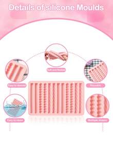 12-Cavity Long Strip Silicone Baking Mold, Geometric Twist And Braided Dessert Mold For Chocolate, Candy, Cookies, Mousse And Dessert Bars, Creative DIY Baking Tool For Homemade Treats And Parties - Multicolor - View 7