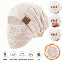 2026 New Unisex Winter Fleece Cold-Proof Headband 2pcs Set - Elastic Drawstring Closure, Lightweight And Warm, Suitable For Cycling, Skiing, Outdoor Activities, Solid Color Pullover Hat - Multicolor - View 3