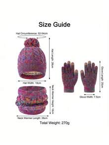 1 Set Tie Dye Children Knit Warm Hat Set Ear Protection Suitable For 2-8 Years Old Girls Wear - Multicolor - View 7