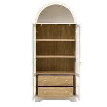 Sideboard With Adjustable Shelves And Drawers, Kitchen Cabinet With Clear Glass And Large Storage Space, For Dining Room, Living Room And Kitchen (Black) - White + MDF+Glass - View 5