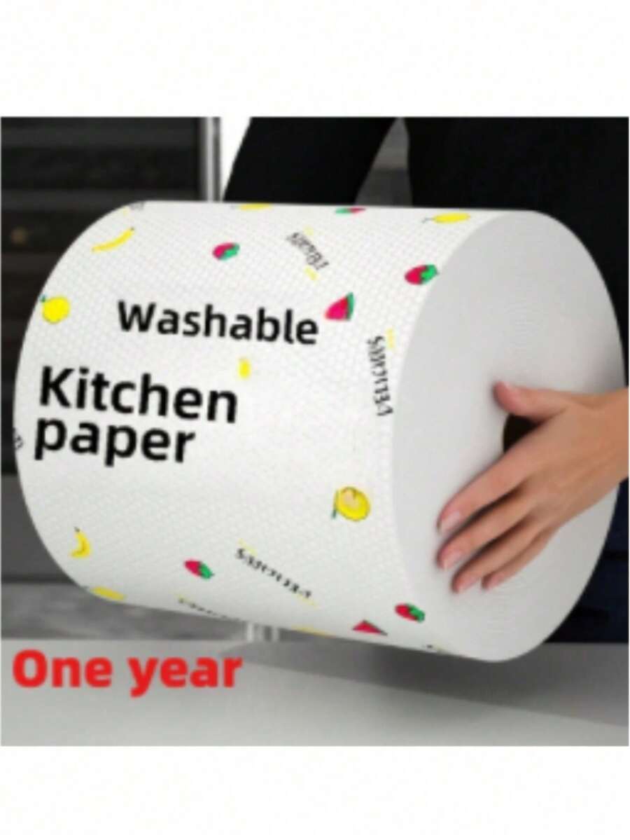 Washable Kitchen Paper Towels, Highly Absorbent, Oil-Resistant & Non-Stick, Durable Polyester Fabric Roll, Suitable For Kitchen, Car, Living Room, Bathroom, Bedroom And More, Essential For Kitchen Cleaning, Also Can Be Used As Kitchen Decoration. - Multicolor - View 1