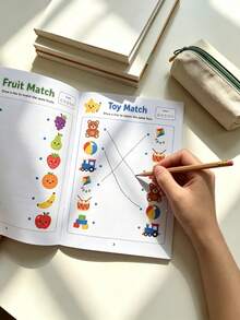 Children's Matching Educational Learning Book, Line Matching Practice Workbook, Observation Training Activity Manual, Home Learning Supplies, Back To School Learning Materials, Teacher Classroom Reward Notebook, Christmas/New Year Holiday Learning Gift - Multicolor - View 1