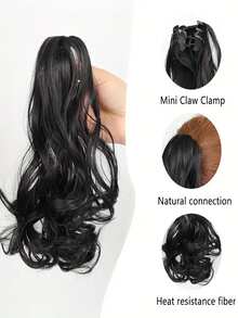 10InchSynthetic Ponytail Claw Clip Ponytail Extensions Short Curly Ponytail Ladies Black Brown Hair Clip For Women - Multicolor - View 5