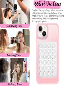 Silicone Suction Cup Phone Stand, Waterproof Adhesive Base, Compatible With Most Phones, Universal Selfie Video Ring Holder (Random Color & Style) - A - View 3