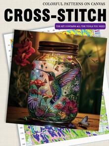 11/14CT Printed Cross Stitch Kit. The Green Hummingbird. Relaxing DIY For Adult Beginners. Includes Cloth, Needles, Threads & Chart. Handmade Wall Art Decor Gift. 40x40cm/15.7x15.7in - 40x40cm/15.7x15.7in - View 10