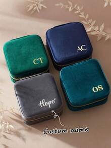 Customized Name Ring Box, Christmas Gift, Personalized Jewelry Box, Travel Jewelry Box, Bridesmaid Invitation, Small Earring Storage Box, Gift Box For Sisters And Friends, Birthday Gift, Forest Tone, Gift For Women, Gift For Sisters, Sister Gift - Multicolor - View 4