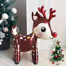 3pcs Christmas Standing Reindeer Foil Balloon Set, Holiday Birthday Party Balloons, Indoor Event Decor, Christmas Deer Atmosphere Decoration - View 3