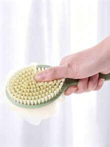 1pc Double-Sided Long Handle Bath Brush, Soft Bristle Brush Head With Bath Sponge Ball 2-In-1 Design, Extended Curved Handle For Easy Back Cleaning Without Help, Soft And Dense Bristles For Rich Lather And Gentle Skin Cleansing, Home Bathing And Body Scrubbing Tool, Practical Shower Accessory For Student Dorms, Unisex Daily Bathing And Cleaning Essential, Bathroom Hanging Storage With Easy Drainage, Practical Bath Gift For Family And Friends - Multicolor - View 9