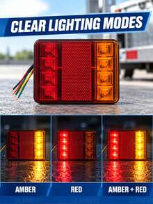GLANBERT 2pcs Red And Yellow Dual-Color Pickup Truck Rear Light Strip With Reflector, High Brightness Auxiliary Light, Truck Decorative Light, Suitable For Cars, RVs And Forklifts - Multicolor - View 4