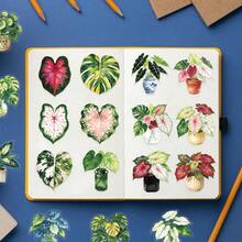 50pcs Plant Leaf Scrapbook Stickers, Transparent Waterproof PET Stickers, Suitable For Skateboard, Fridge, Laptop, Phone, Luggage. - Multicolor - View 7