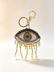 Handmade Beaded Evil Eye Tassels Keychain, Boho Tassel Eye Bag Charm Retro Purse Pendant - Multicolor - View 11