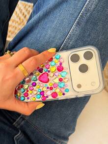 Bedazzling gnistrande DIY-mobilskal med strass och ädelstenar + klistermärken, kompatibelt med 18 Pro Max, 17, 16, 15, 14, 13, 12 Pro Max, 11, bling strassmobilskal - älskar diamant - Visa 5