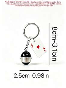 1pc Creative Couple Keychain, New Couple Poker Card Helmet Car Key Ring Personalized Gift - Multicolor - View 4