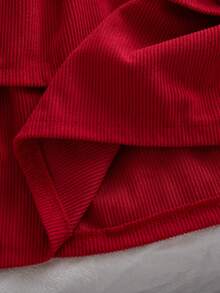 Autumn/Winter Baby Girl Stylish Outfit & Ribbed Cherry Long Sleeve Bodysuit & Red Ruffle Suspender Skirt & Red Bow Hair Tie & Newborn Outing Dress 3-Piece Set - Red - View 10
