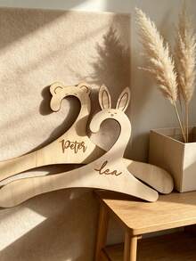 Personalized Wooden Name Clothes Hanger Custom Laser Cut Mini Display Hanger Animal Shape Closet Organizer Pet Outfit Hanger Name Display Decorative Wardrobe Hanger Personalized Gift Home Closet Decor Keepsake Multi Style - Multicolor - View 3