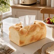 1pc Realistic Bread Shaped Tissue Box, Fun Pretzel Toast Design, Tissue Box Holder Fits 10.92x7.87cm Tissues, Desktop Tissue Organizer, Kitchen Decor And Accessories, Creative Food Themed Home Decor For Living Room Bedroom Office Cafe Bathroom - Multicolor - View 12