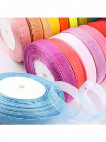 50 Yards/Roll 10mm Organza Ribbon, Colorful Headband Ribbon, Christmas Craft Lace Ribbon, Gift Wrapping Rope, Suitable For Handmade Bows, Crafts, Weddings, Valentine's Day, Halloween Decorations, Christmas Decorations, DIY Cards, Gift Wrapping, Back To School - Multiple Styles - View 4