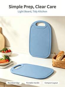 1/2PCS Blue Plastic Kitchen Slicing Board, Built-In Handle, Lightweight Kitchen Slicing Board, Easy To Carry, Convenient For Daily Consumption, Can Be Hung Up To Prepare Fruits And Vegetables And Fast Food. Decorate The Kitchen - View 1