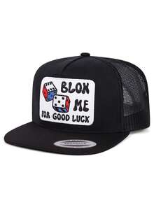 1pc Fashionable Hip Hop Hat BLOX Dice Embroidered Mesh Cap Outdoor Daily Casual Decorative Hat Adjustable Sun Visor Hat Unisex Flat Brim Baseball Cap - BLOX Sieve - View 10