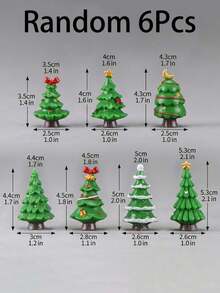 6pcs Mini Resin Christmas Tree Micro Landscape Decor, 7 Different Designs, Holiday Desktop Decoration, Mini Christmas Decor, Suitable For Winter Holidays, Christmas Village Scenes And DIY Home Decor, Christmas Dollhouse Miniature Model, Mini Holiday Tree Statues, Suitable For Fairy Garden, Micro Landscape, Desktop And Holiday Home Decor - Multicolor - View 9