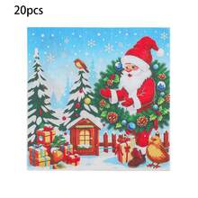 20pcs Vintage Santa Claus Napkins, Christmas Tree & Gift Pattern, Christmas Theme Western Banquet Decoration Paper - Regular Model - View 8