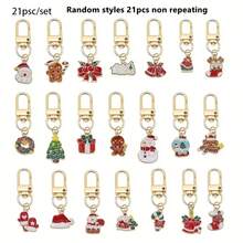 21pcs Christmas Theme Keychain Set, Including Santa Claus, Christmas Tree, Reindeer, Gingerbread Man, Candy Cane, Christmas Hat And Other Accessories, Perfect For Bag And Car Decoration, Ideal Christmas Gift - Multicolor - View 6