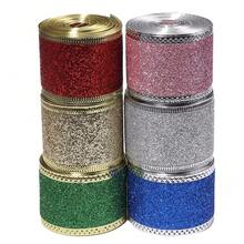 1 Roll/1.5 Inch Wide Christmas Ribbon With Glitter Powder Decoration, Suitable For DIY Holiday Decor, Christmas Tree Decoration, Party Gift Wrapping And Bow Making - Christmas Glitter Style - View 6