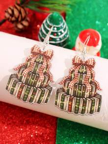 1 Pair Christmas Tree Acrylic Earrings, Exquisite Creative Vintage Niche Design, Personalized Fashion Gift For Women, Suitable For Daily Wear, Holiday Party Outfit, Jewelry Gift - Multicolor - View 1