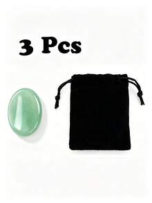 QYDCX 1/3/5 Pcs Natural Thumb Worry Stone Polished Crystal Palm Stone With Black Velvet Pouch, For Meditation Home Table Decor DIY Craft Gift - Multicolor - View 19