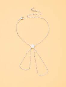 STONEFANS 1pc Gold Bohemian Style Double Finger Star Linked Bracelet, Women's Summer Accessory Bracelet Gift Jewelry Graduation Gift - Multicolor - View 7