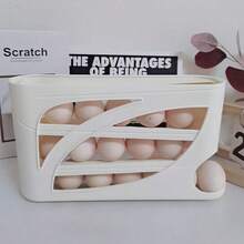 1pc 4-Tier Rolling Egg Rack - Space-Saving Side Door Design, Holds 30 Eggs, Smooth Glossy Finish, Convenient Handle | Suitable For Kitchen And Refrigerator Storage | Modern Kitchen Accessory | Durable Plastic Material - Multicolor - View 14