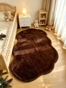 1pc Autumn/Winter Faux Rabbit Fur Design Decorative Rug Mat - Luxury Decor, Plush Feel Rug, Decorative Carpet, Bedroom Decoration, Small Rug, Carpet, Home Decor, Living Room Rug, Living Room Small Rug, Bedroom Rug, Living Room Home Decor, Outdoor Rug, Washable Rug - Multicolor - View 2
