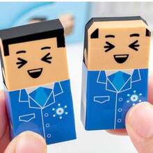 2PCS Funny Portrait Erasers - Random Style - Quirky & Clever - Cartoon Student Eraser Stationery - A - View 6