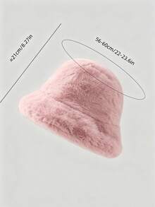 Women's Autumn/Winter Plush Bucket Hat, New Fluffy Fashionable Solid Color Warm Hat, Versatile Casual Windproof Polyester Material, Suitable For Autumn Outfits - Multicolor - View 6