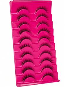 10 Pairs Value Pack Voluminous False Eyelashes, Reusable, Suitable For Beginners, Perfect For Daily Commute And Parties, Versatile For Natural And Makeup Looks, Enhances Eyes And Elevates Elegant, Suitable For Various Eye Shapes - Red - View 3
