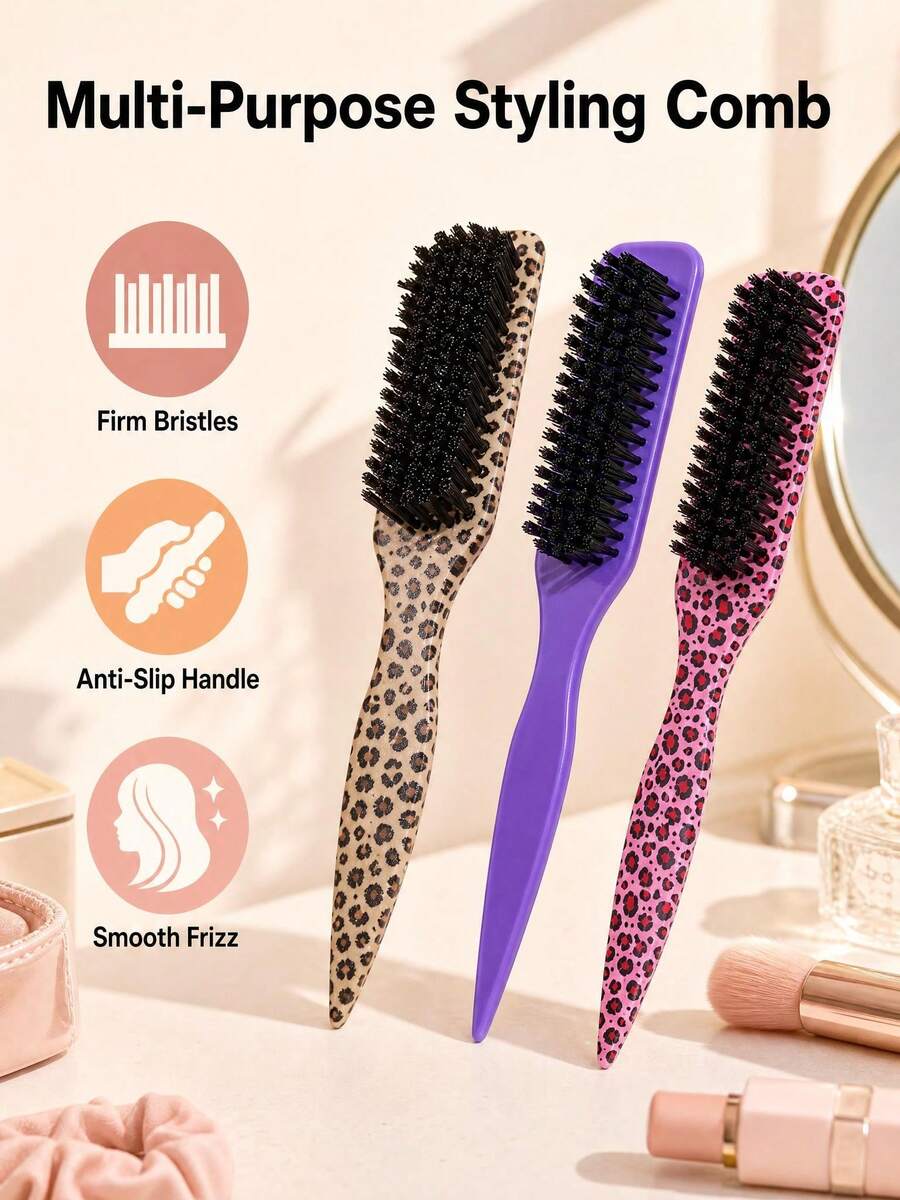 Pointed Tail Beard Brush, Men's Vintage Oil Hair Styling Comb, Suitable For Smoothing Ponytails/Buns, Taming Flyaways, Edge Control, Sectioning And Parting