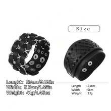 2pcs Casual Fashion Alloy Braided Bracelets Suitable For Men Sports Casual Fashion Wear Exquisite Bracelet Gift For Men - Black - View 2