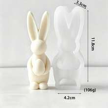 Cetakan Lilin Plaster Kelinci Memegang Telur, Ornamen Resin Plaster Kelinci Memegang Hati Buatan Tangan DIY - Kelinci bertelur - View 4