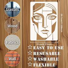 Large Reusable Face Template, Suitable For Painting, Scrapbooking Decoration And DIY Crafts - Base With Face Template, Can Be Used On Walls, Floors, Furniture, Pillows, Photo Frames - 11.7 Inch X 8.3 Inch Template - A - View 2
