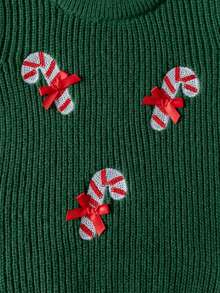 Sweater Rajut Lengan Panjang Leher Bulat Bordir Lucu untuk Hadiah Natal Anak Perempuan, Cocok untuk Natal, Sehari-hari, Pesta, Musim Semi, Musim Gugur, Musim Dingin - Hijau - View 7