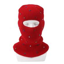 1pc Women's Y2K Rhinestone Balaclava Hat, Unisex One-Hole Knitted Head Cover, Fashionable Face Mask Cap, Suitable For Daily Streetwear And Party - Single-hole Head Cover - View 23