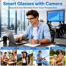 Smart Translation Glasses, Supports Real-Time Translation Of 100+ Languages, Equipped With 8MP Camera, Can Play Music, Make Hands-Free Calls, Features Meeting Notes Function, Powerful Assistant For Social Networking, Suitable For Men And Women As Holiday Gift - View 5