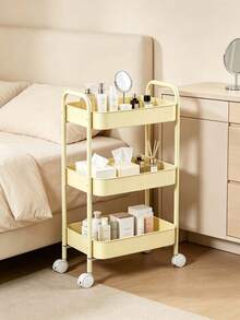 1 Pack 3-4Tier Heavy-Duty Metal Rolling Utility Cart, Modern Solid Color Freestanding Mobile Storage Organizer Trolley With Raised Edge For Kitchen Bathroom Living Room Office, Christmas Thanksgiving Home Organization Gift - Multicolor - View 7