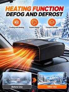 12V Portable Car Defroster 2-In-1 Cooling/Heating System 360° Rotating Windshield Heater ABS Compact Plug-In Interior Heater Accelerated Defrosting Airflow Battery Not Included Car Heating System Automotive Heating Accessory - 12V - View 9