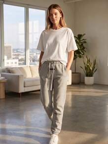 Fear Of God ESSENTIALS SS22 Dark Oatmeal Fleece Jogger Sweatpants, Relaxed Fit Drawstring Elastic Cuff Streetwear Trousers, For Daily Outing - DARK OATMEAL - View 8